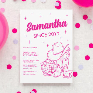 Invitation Fête d'anniversaire de 21 ans Disco Country Wester