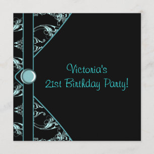 Invitation Fête d'anniversaire de 21 ans pour femme en damas