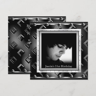 Invitation Fête d'anniversaire de 21 ans pour hommes Look mét