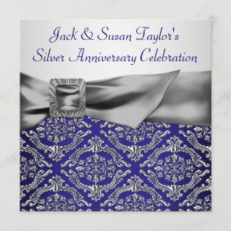 Invitation Fête d'anniversaire de 25 ans Bleu minuit Argent D