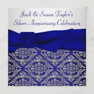 Invitation Fête d'anniversaire de 25 ans Bleu minuit Argent D
