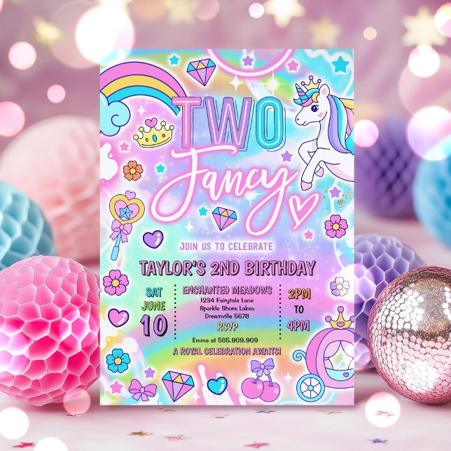 Invitation Fête d'anniversaire de 2 ans de deux princesses de (Créateur téléchargé)