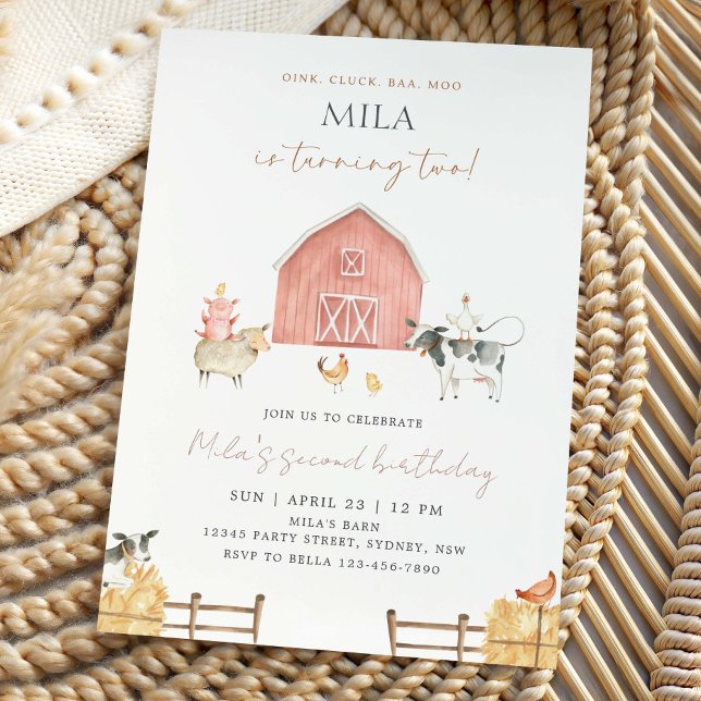 Invitation Fête d'anniversaire de 2 ans de fille dans une gra (Créateur téléchargé)