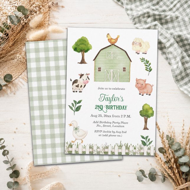 Invitation Fête d'anniversaire de 2 ans de la ferme aux anima (Créateur téléchargé)