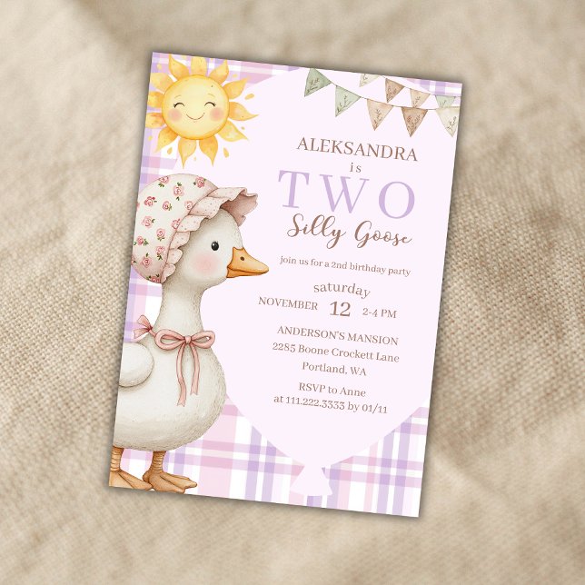 Invitation Fête d'anniversaire de 2 ans de la fille Preppy Tw (Créateur téléchargé)