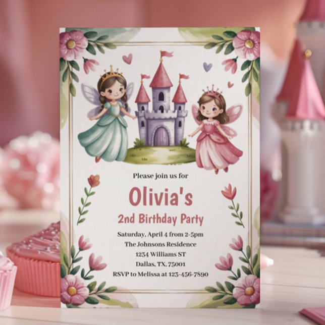 Invitation Fête d'anniversaire de 2 ans de la jolie princesse (Créateur téléchargé)