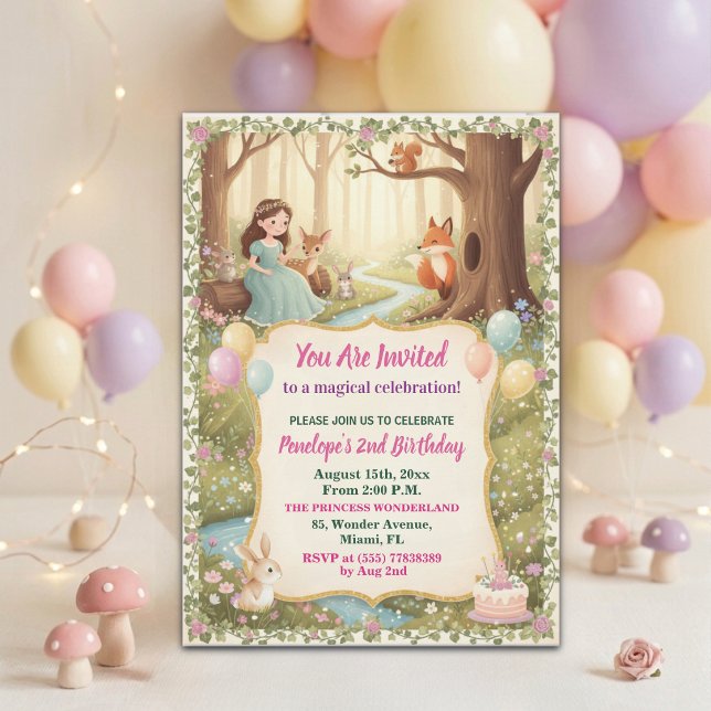 Invitation Fête d'anniversaire de 2 ans de la princesse avec  (Créateur téléchargé)
