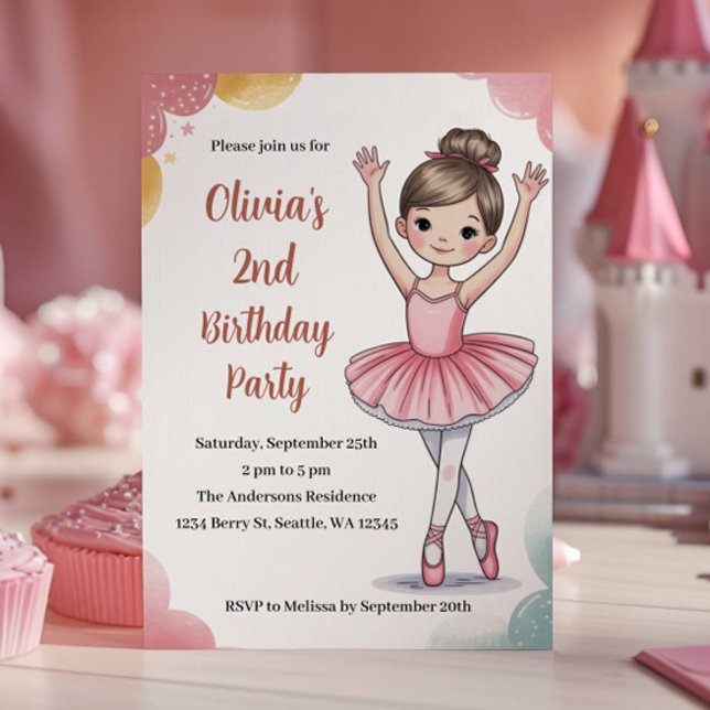 Invitation Fête d'anniversaire de 2 ans de Petits Enfants Bal (Créateur téléchargé)