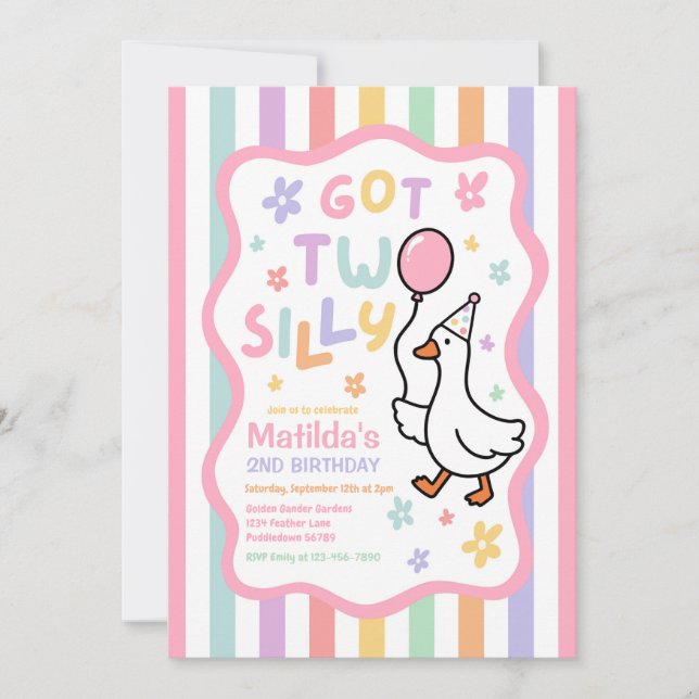 Invitation Fête d'anniversaire de 2 ans pour une fille drôle  (Devant)