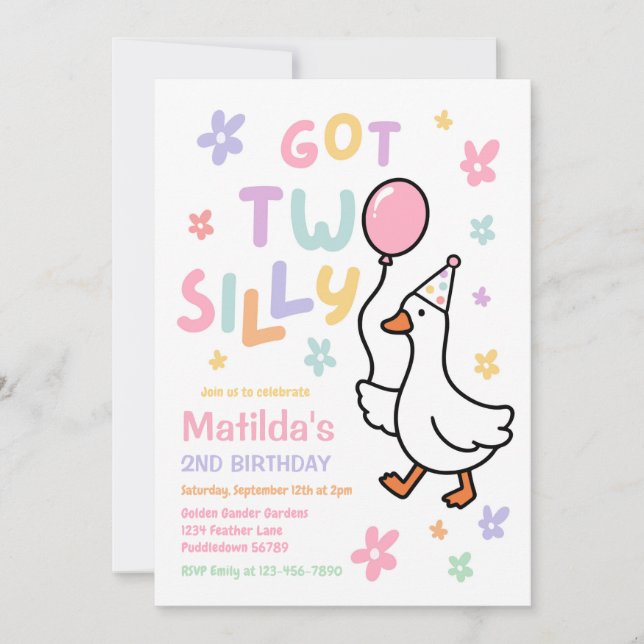 Invitation Fête d'anniversaire de 2 ans pour une fille Two Si (Devant)