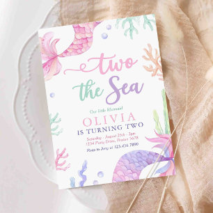 Invitation Fête d'anniversaire de 2 ans Sirène Deux La Mer