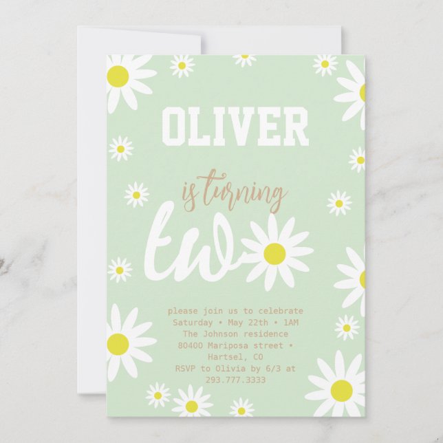 Invitation Fête d'anniversaire de 2 ans sur le thème de la ma (Devant)