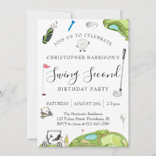Invitation Fête d'anniversaire de 2 ans sur le thème du golf 