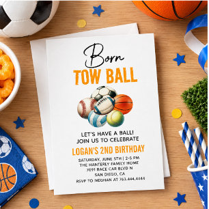 Invitation Fête d'anniversaire de 2 ans sur le thème du sport