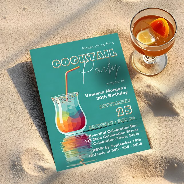 Invitation Fête d'anniversaire de 30 ans au cocktail tropical (Créateur téléchargé)