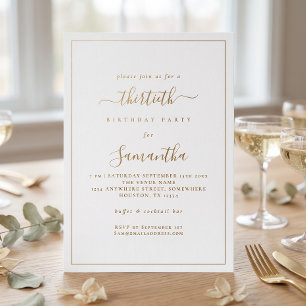 Invitation Fête d'anniversaire de 30 ans avec bordure élégant