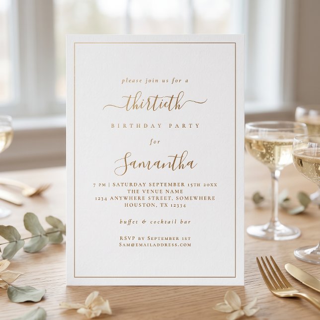 Invitation Fête d'anniversaire de 30 ans avec bordure élégant (Créateur téléchargé)
