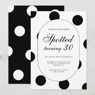 Invitation Fête d'anniversaire de 30 ans chic à pois