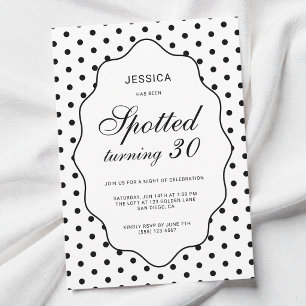 Invitation Fête d'anniversaire de 30 ans chic à pois