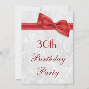 Invitation Fête d'anniversaire de 30 ans Damassé et Nœud papi