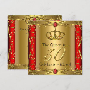Invitation Fête d'anniversaire de 30 ans de la Reine ou du Ro