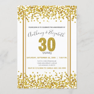 Invitation Fête d'anniversaire de 30 ans de style paillettes 