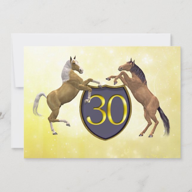 Invitation fête d'anniversaire de 30 ans élevant des chevaux (Devant)