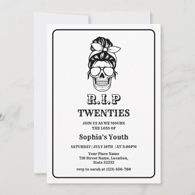 Invitation Fête d'anniversaire de 30 ans - RIP 20 ans, à bas  (Devant)