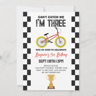 Invitation Fête d'anniversaire de 3 ans de vélo BMX