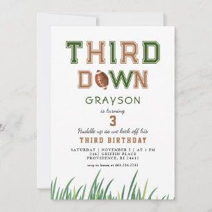 Invitation Fête d'anniversaire de 3 ans Huddle Up Football