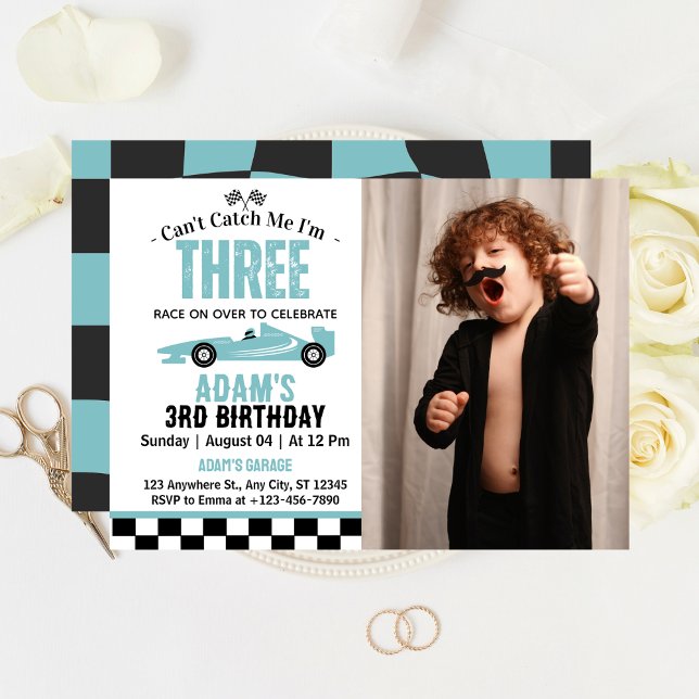 Invitation Fête d'anniversaire de 3 ans pour garçon de voitur (Créateur téléchargé)