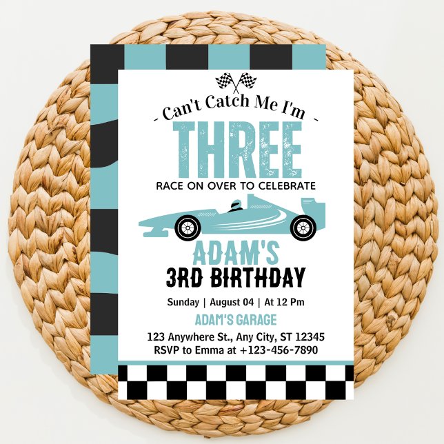 Invitation Fête d'anniversaire de 3 ans pour garçon de voitur (Créateur téléchargé)