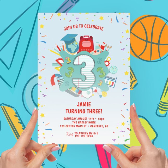Invitation Fête d'anniversaire de 3 ans sur le thème de l'éco (Créateur téléchargé)