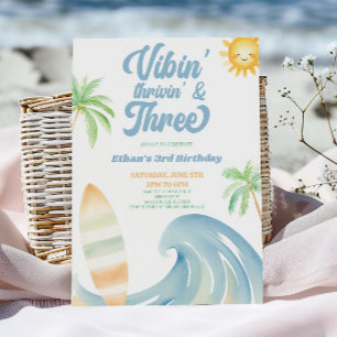 Invitation Fête d'anniversaire de 3 ans Vibin Thrivin & Three