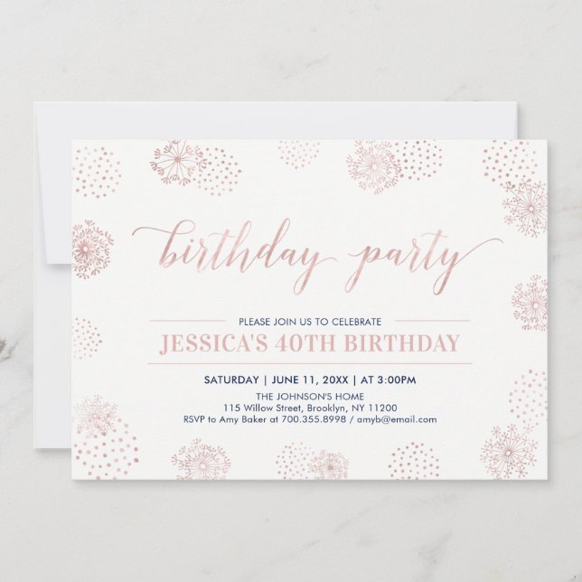 Invitation Fête d'anniversaire de 40 ans, 50 ans moderne et é (Devant)