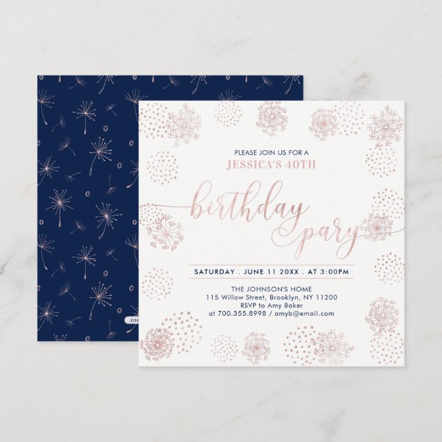 Invitation Fête d'anniversaire de 40 ans, 50 ans moderne et é (Devant / Derrière)