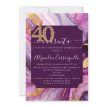 Fête d'anniversaire de 40 ans Agate Or Rose Violet