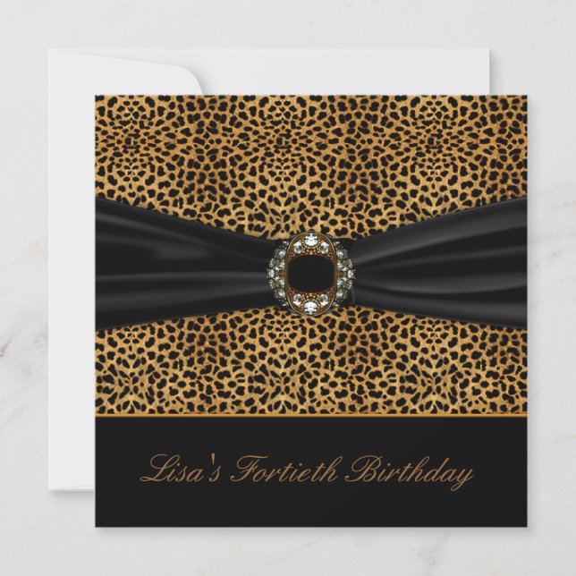 Invitation Fête d'anniversaire de 40 ans de femme au léopard  (Devant)