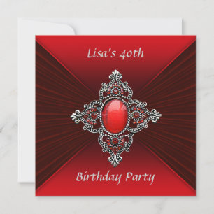 Invitation Fête d'anniversaire de 40 ans de femme en velours