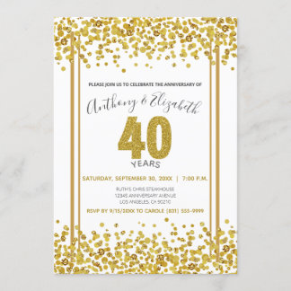 Invitation Fête d'anniversaire de 40 ans de style paillettes 