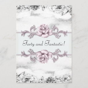 Invitation Fête d'anniversaire de 40 ans d'une femme Rose ros