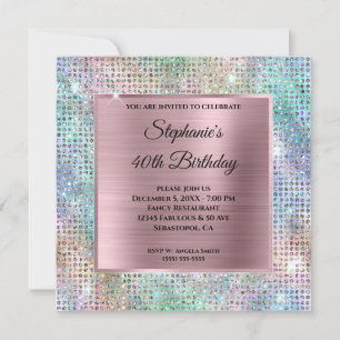 Invitation Fête d'anniversaire de 40 ans en diamant iridescen