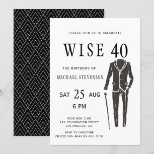 Invitation fête d'anniversaire de 40 ans pour homme noir et b