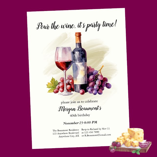 Invitation Fête d'anniversaire de 40 ans sur le thème Élégant (Créateur téléchargé)