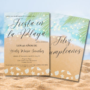 Invitation Fête d'anniversaire de 40 ans sur une plage de sab