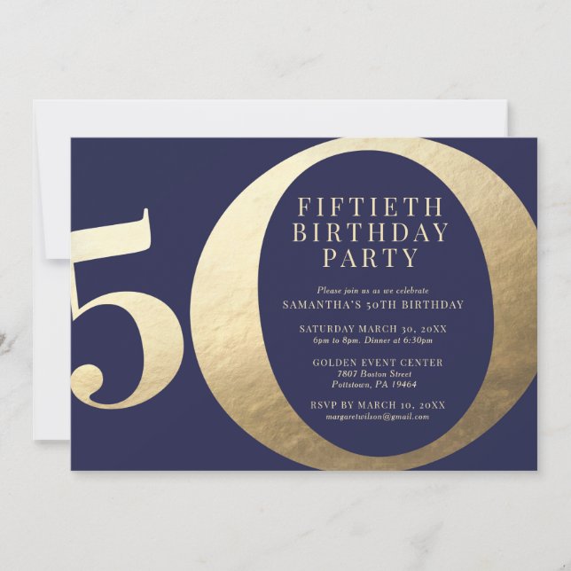Invitation Fête d'anniversaire de 50 ans (Devant)