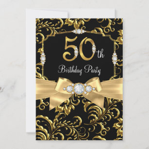 Invitation Fête d'anniversaire de 50 ans arc élégant or diama