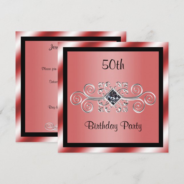 Invitation Fête d'anniversaire de 50 ans aux tourbillons d'ar (Devant / Derrière)