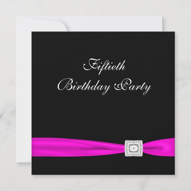 Invitation Fête d'anniversaire de 50 ans classe rose fuchsia  (Devant)