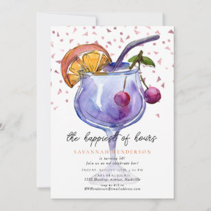 Invitation Fête d'anniversaire de 50 ans Cocktail Confetti Ha